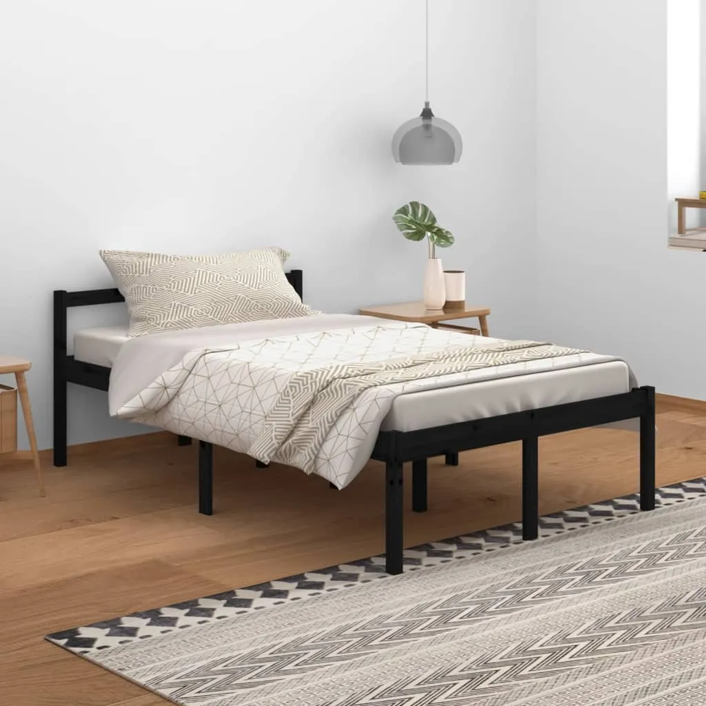 vidaXL Letto per Anziani Nero 120x200 cm in Legno Massello di Pino