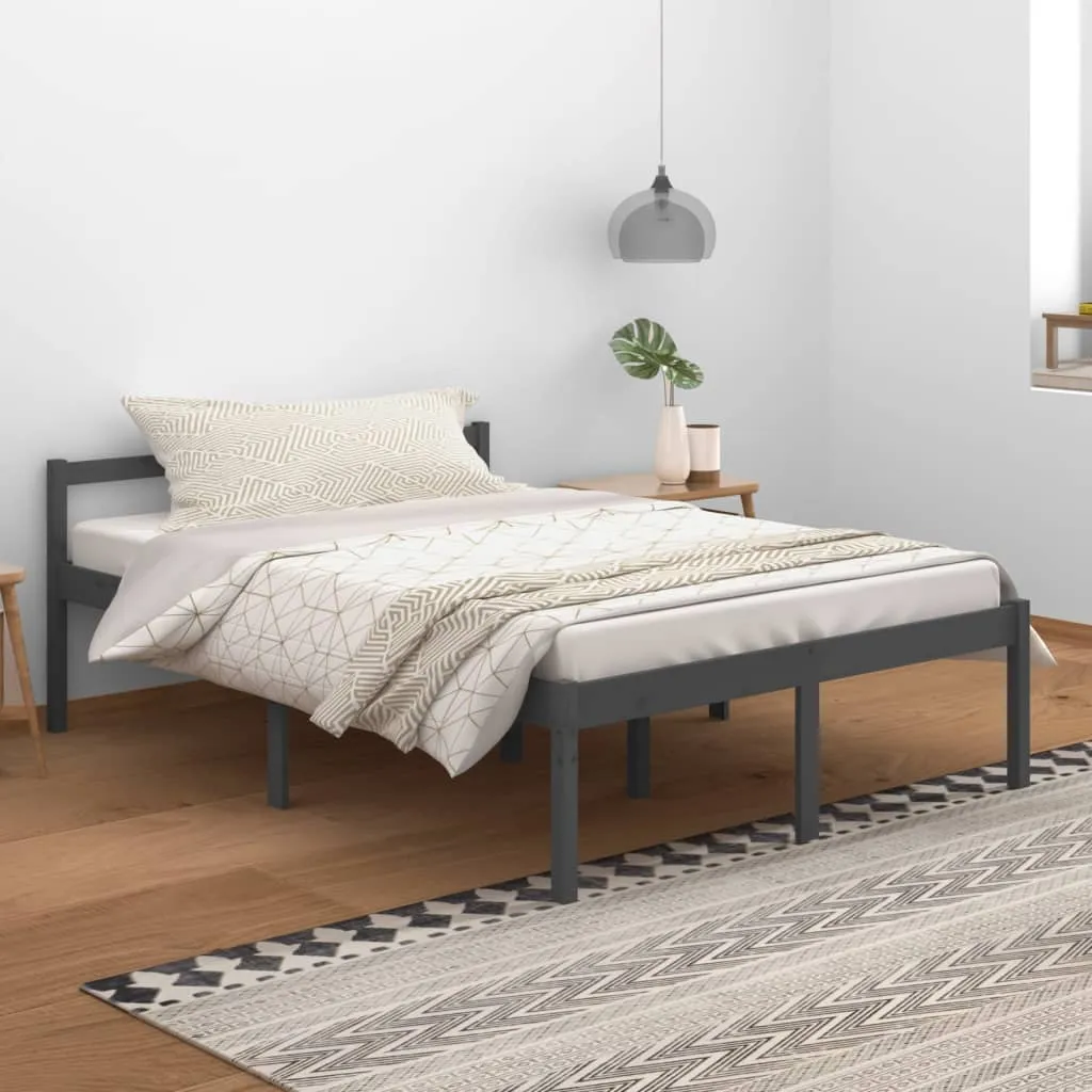 vidaXL Letto per Anziani Grigio 140x200 cm in Legno Massello di Pino