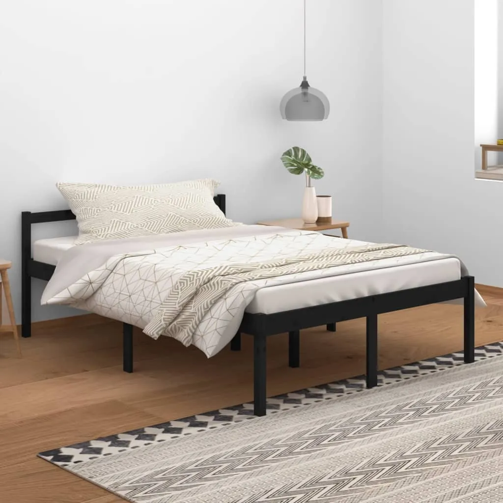 vidaXL Letto per Anziani Nero 140x200 cm in Legno Massello di Pino