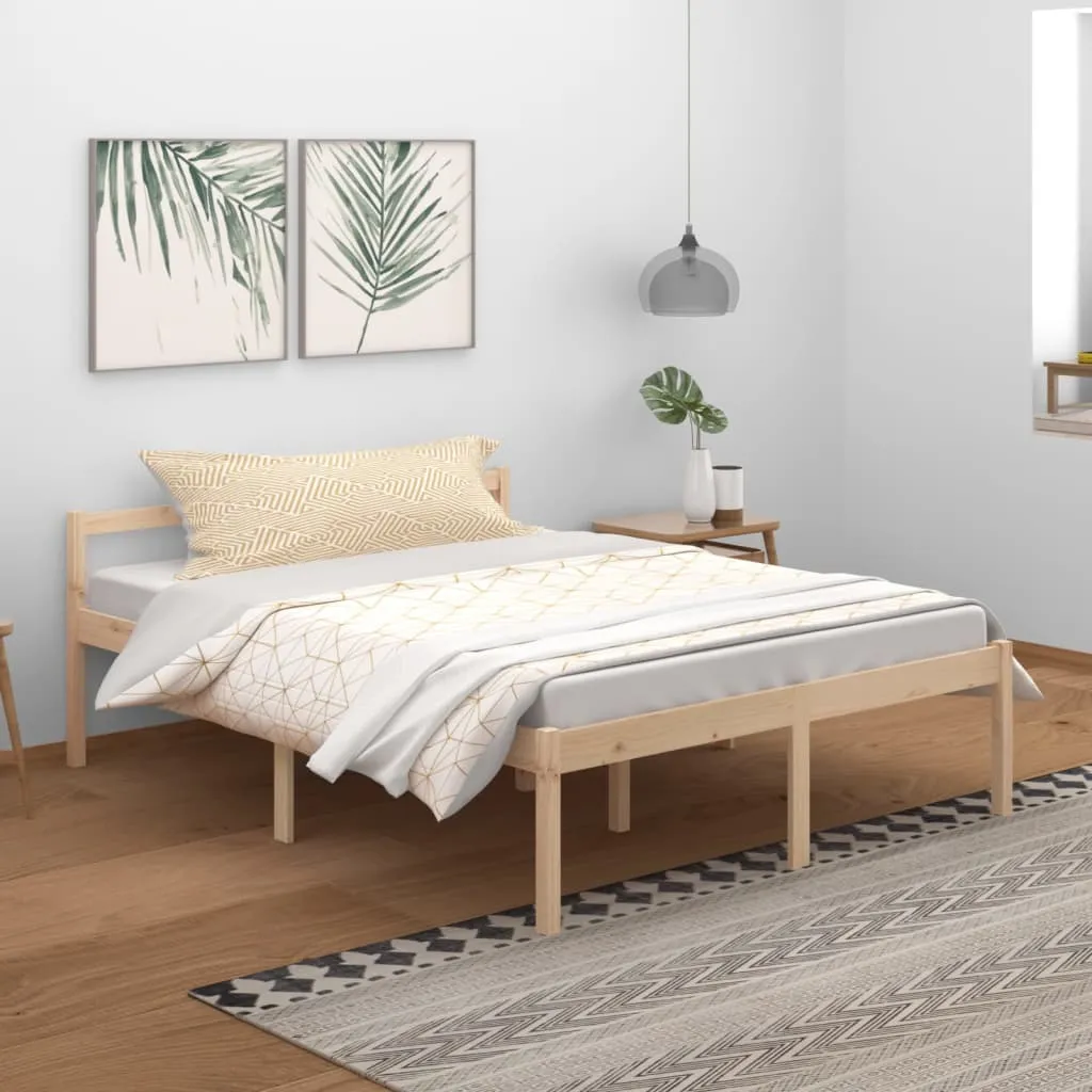 vidaXL Letto per Anziani 150x200 cm King in Legno Massello di Pino