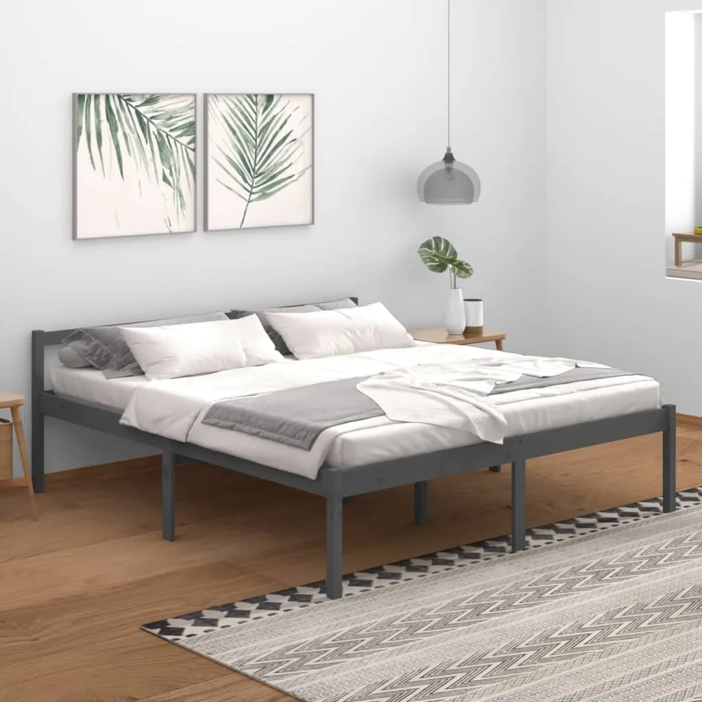 vidaXL Letto per Anziani Grigio 180x200 cm Super King Legno di Pino