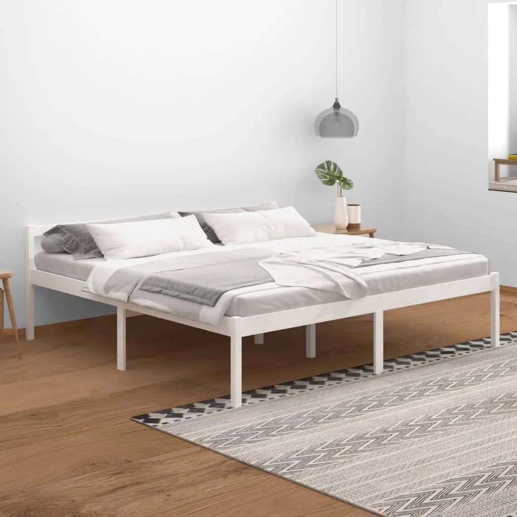 vidaXL Letto per Anziani Bianco 200x200 cm in Legno Massello di Pino