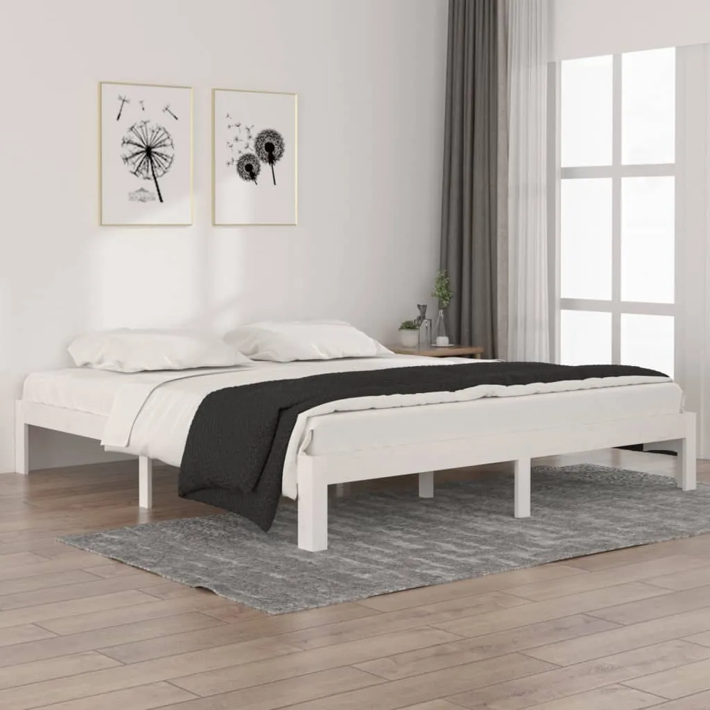 vidaXL Giroletto Bianco in Legno Massello 180x200 cm 6FT Super King