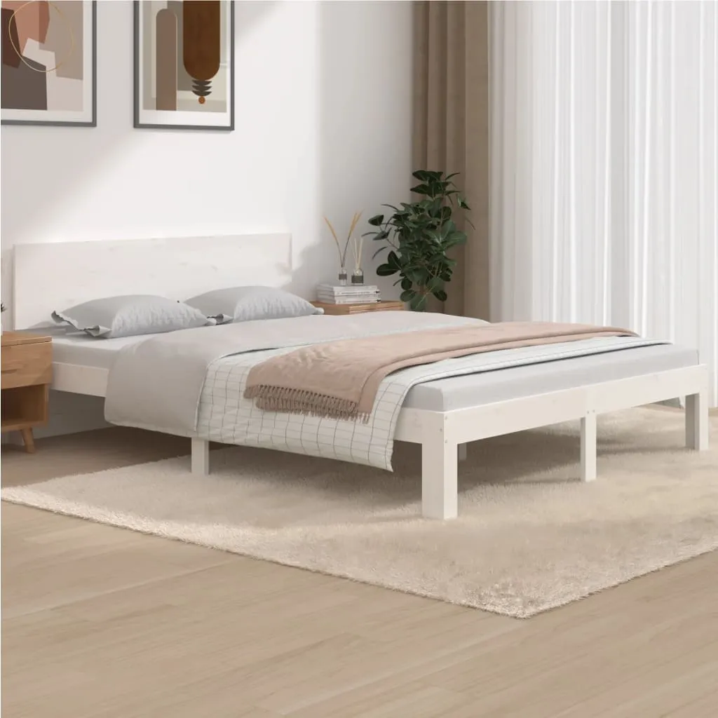 vidaXL Giroletto Bianco in Legno Massello di Pino 140x190 cm