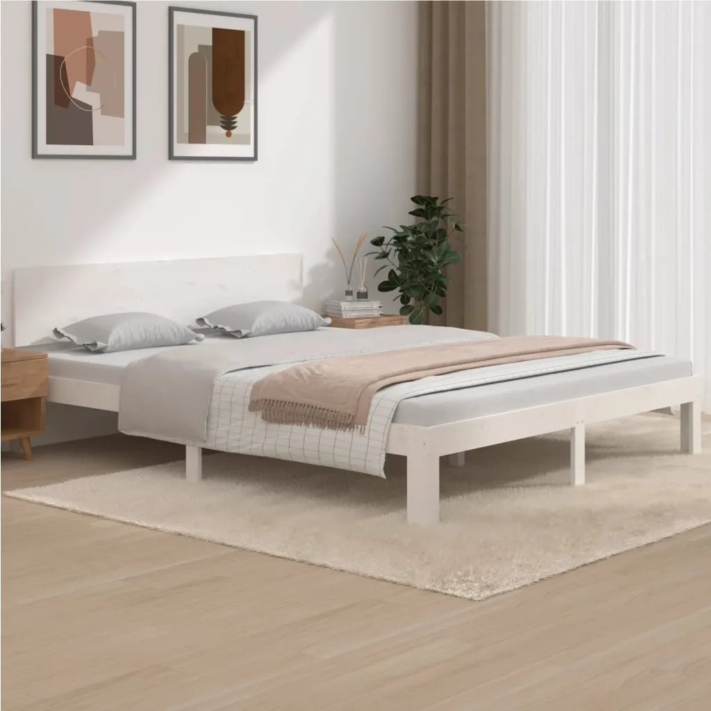 vidaXL Giroletto Bianco in Legno Massello di Pino 160x200 cm