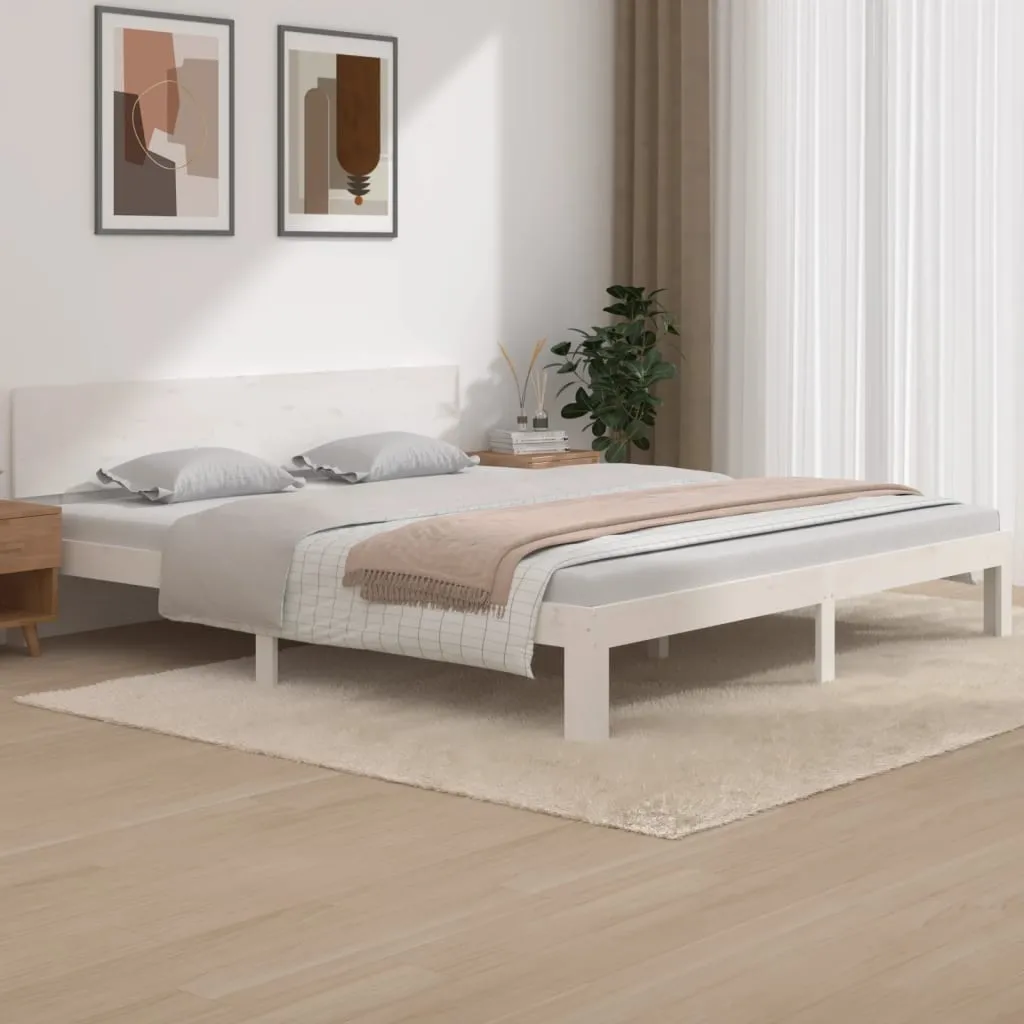 vidaXL Giroletto Bianco in Legno Massello 180x200 cm Super King