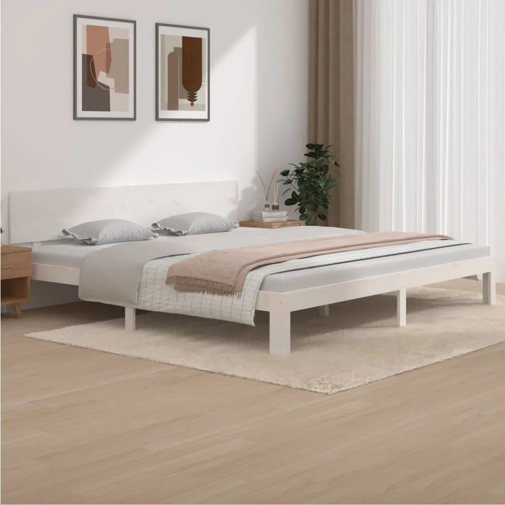 vidaXL Giroletto Bianco in Legno Massello di Pino 200x200 cm