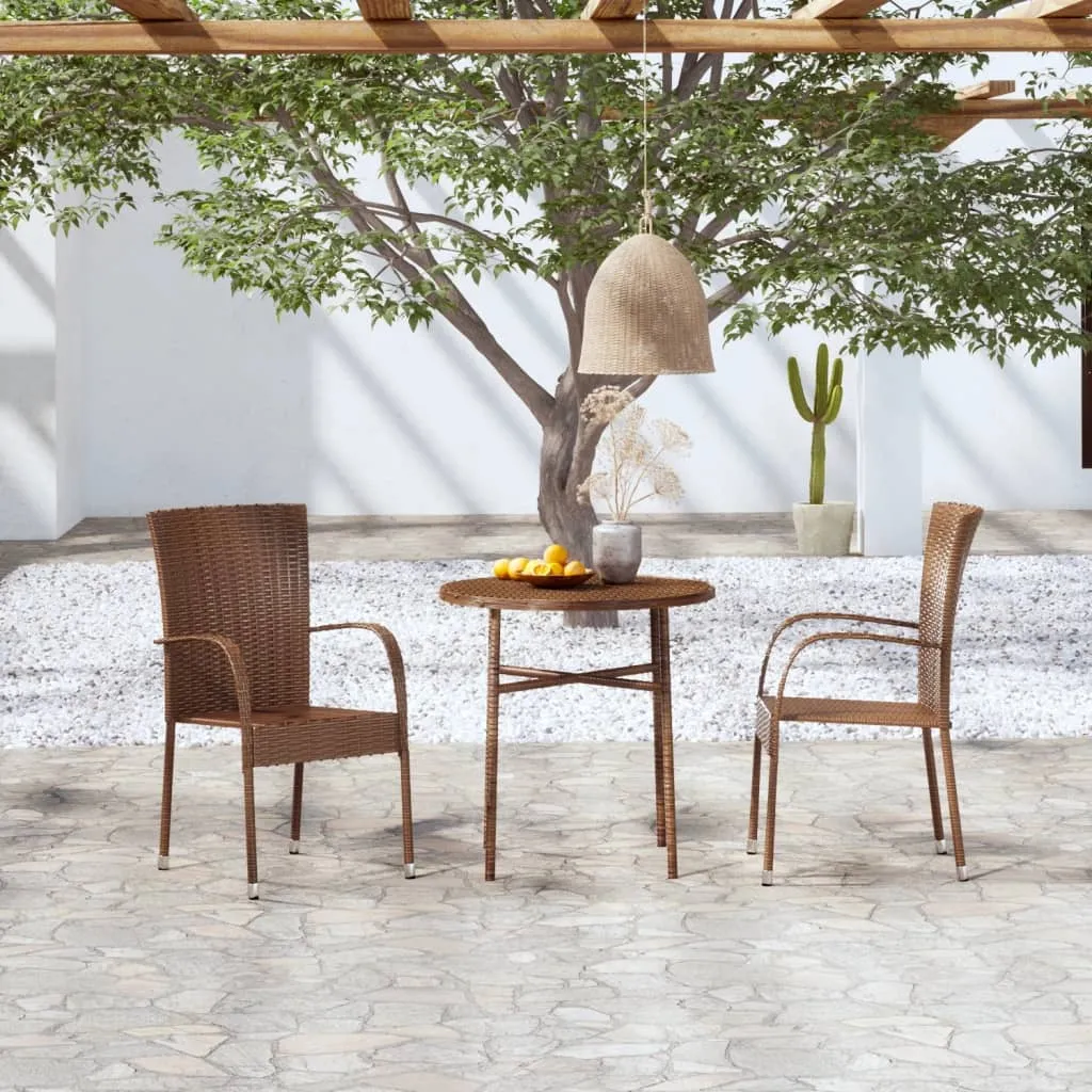 vidaXL Set Mobili da Pranzo per Giardino 3 pz in Polyrattan Marrone