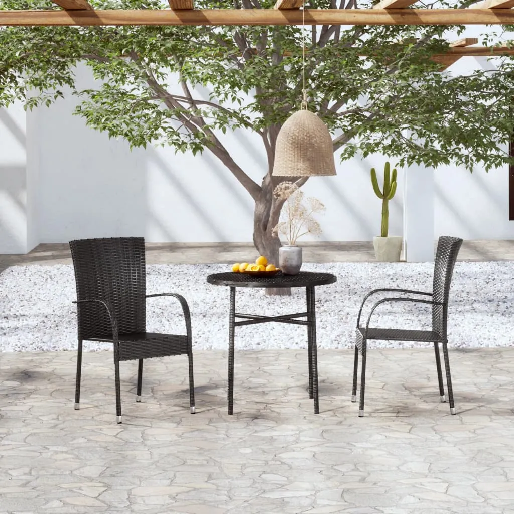 vidaXL Set Mobili da Pranzo per Giardino 3 pz Polyrattan Nero