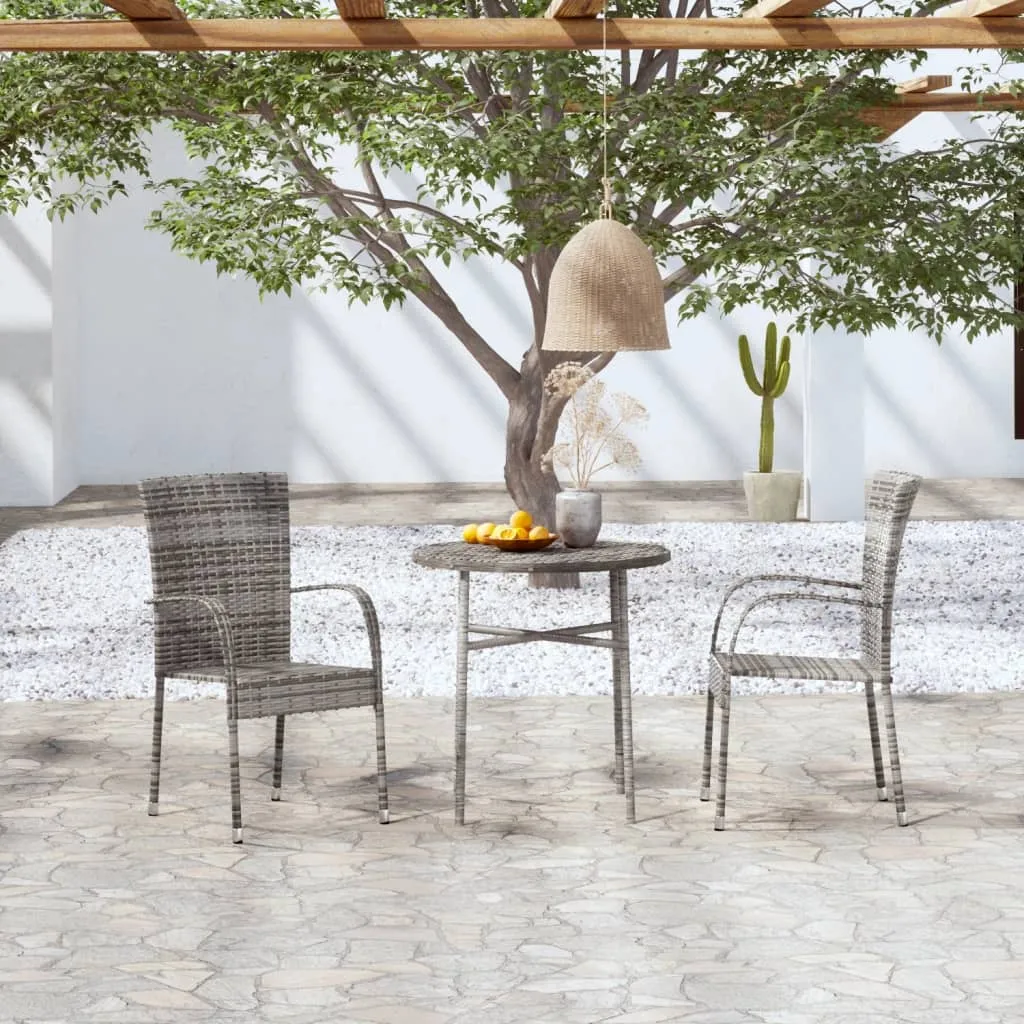 vidaXL Set Mobili da Pranzo per Giardino 3 pz in Polyrattan Grigio