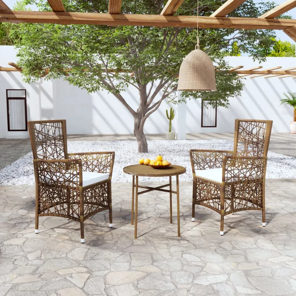 vidaXL Set Mobili da Pranzo per Giardino 3 pz in Polyrattan Marrone