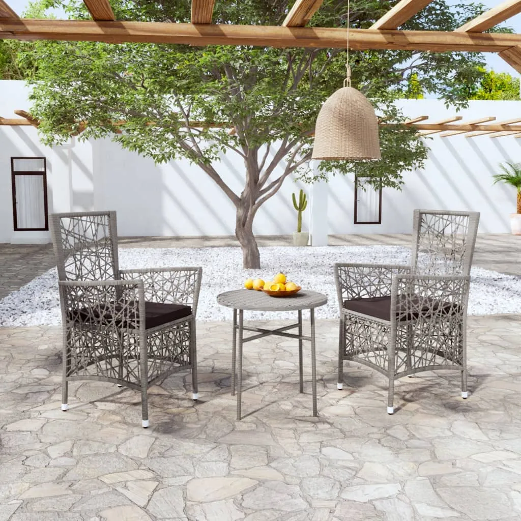 vidaXL Set Mobili da Pranzo per Giardino 3 pz in Polyrattan Grigio