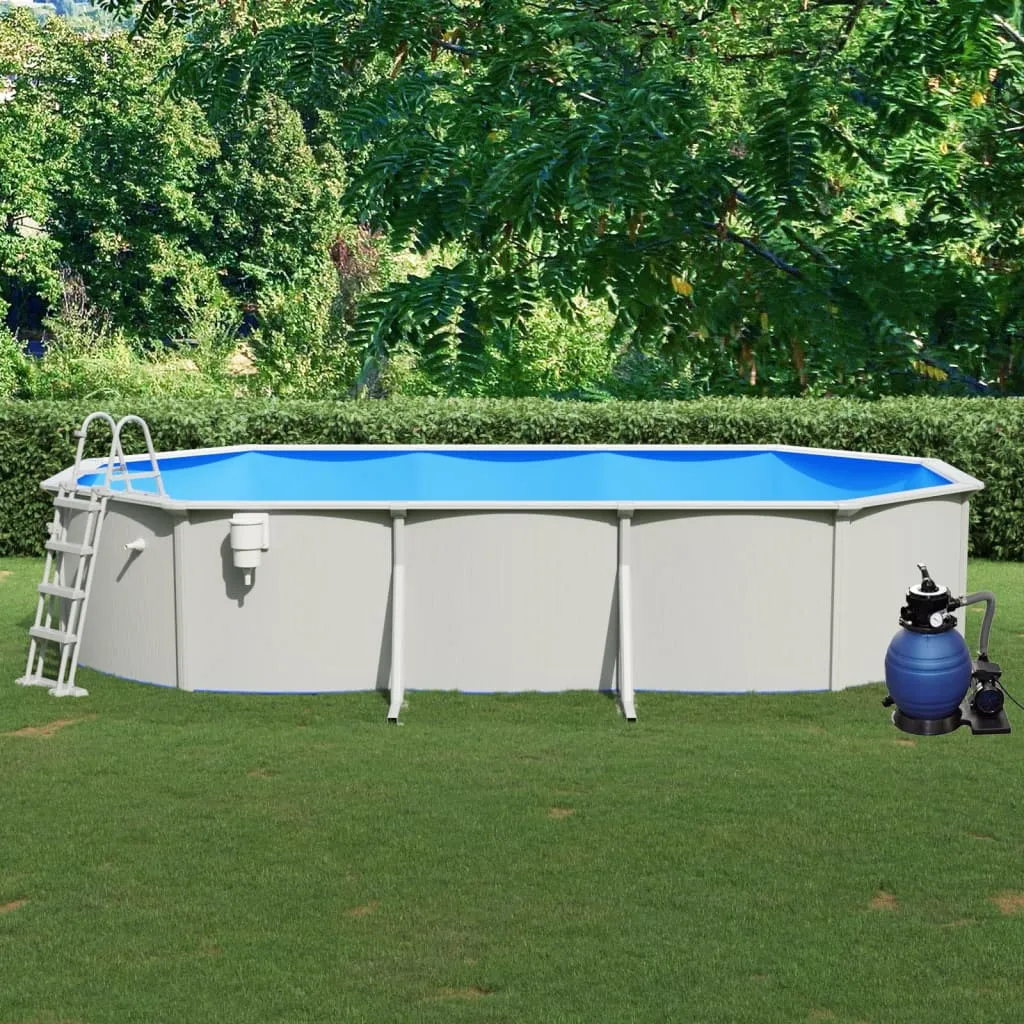 vidaXL Piscina con Pompa Filtro a Sabbia e Scaletta 610x360x120 cm