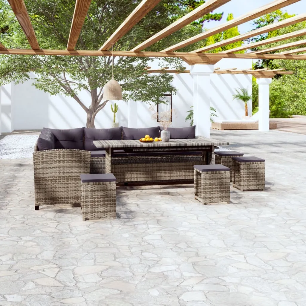 vidaXL Set Divani da Giardino 6 pz con Cuscini in Polyrattan Grigio