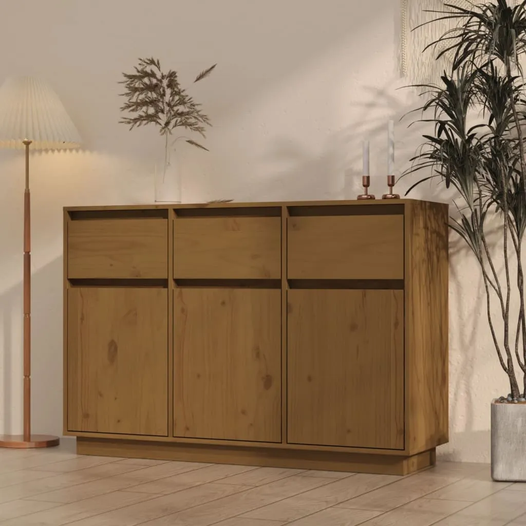 vidaXL Credenza Marrone Miele 110x34x75 cm in Legno Massello di Pino