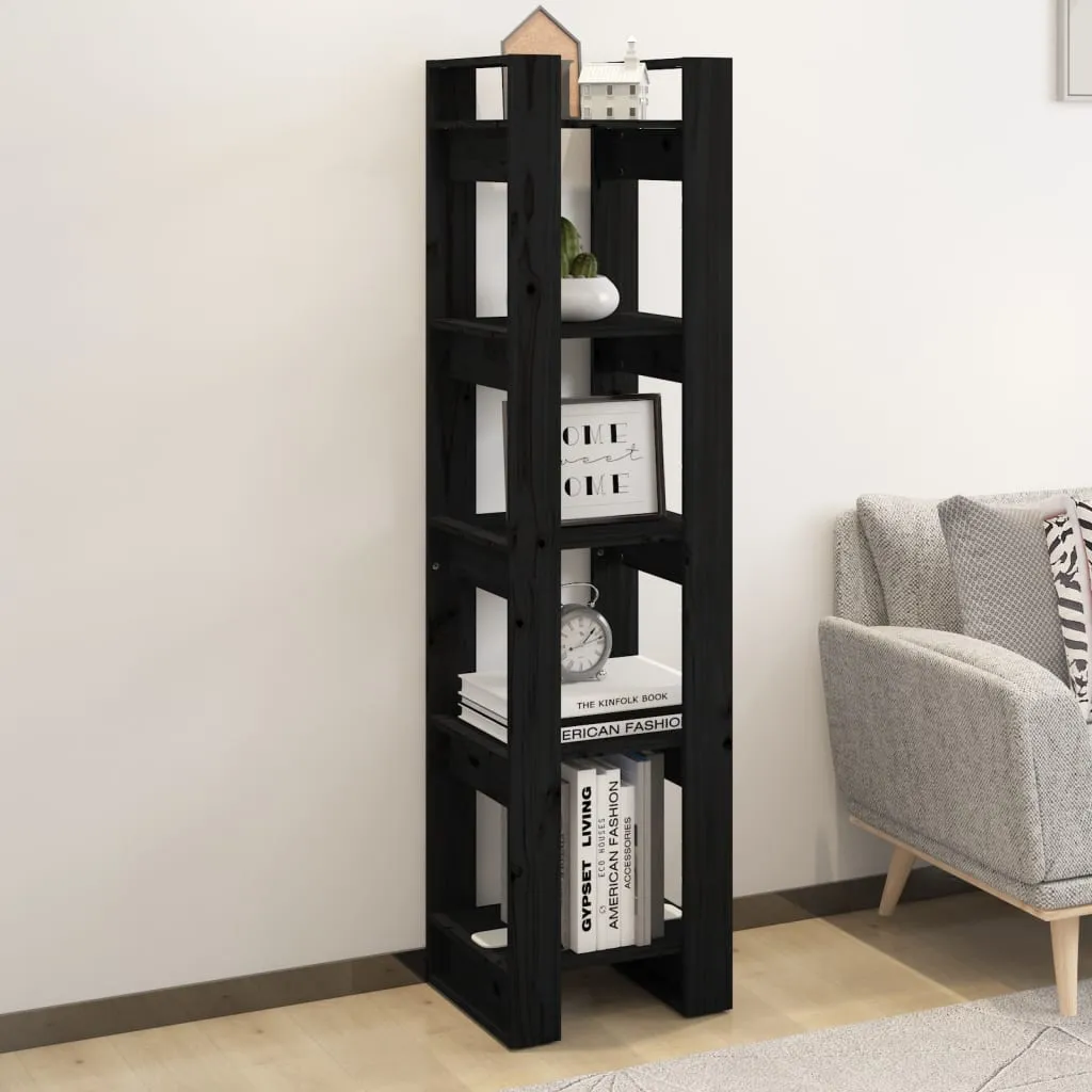 vidaXL Libreria/Divisorio Nero 41x35x160 cm in Legno Massello di Pino