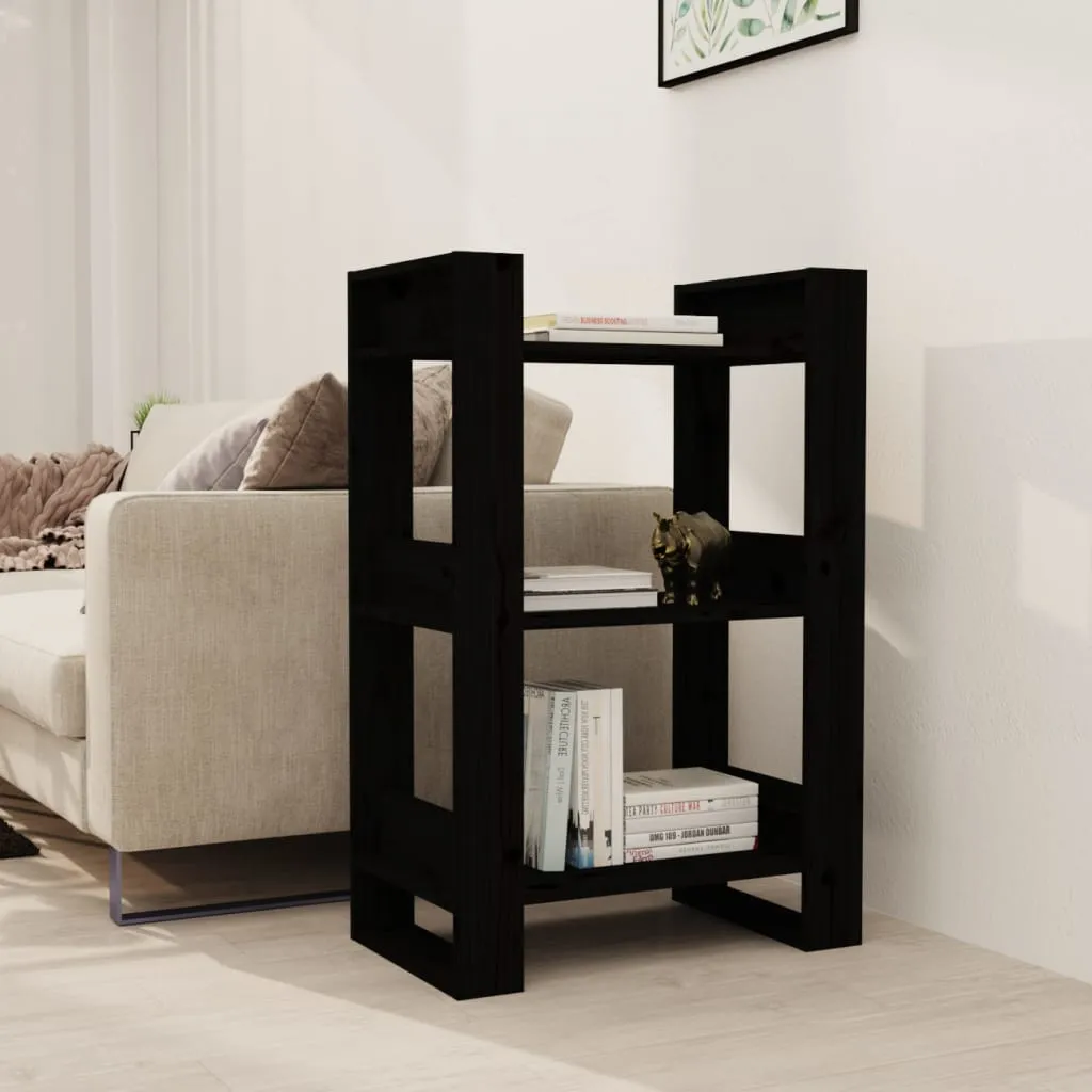 vidaXL Libreria/Divisorio Nero 60x35x91 cm in Legno Massello di Pino