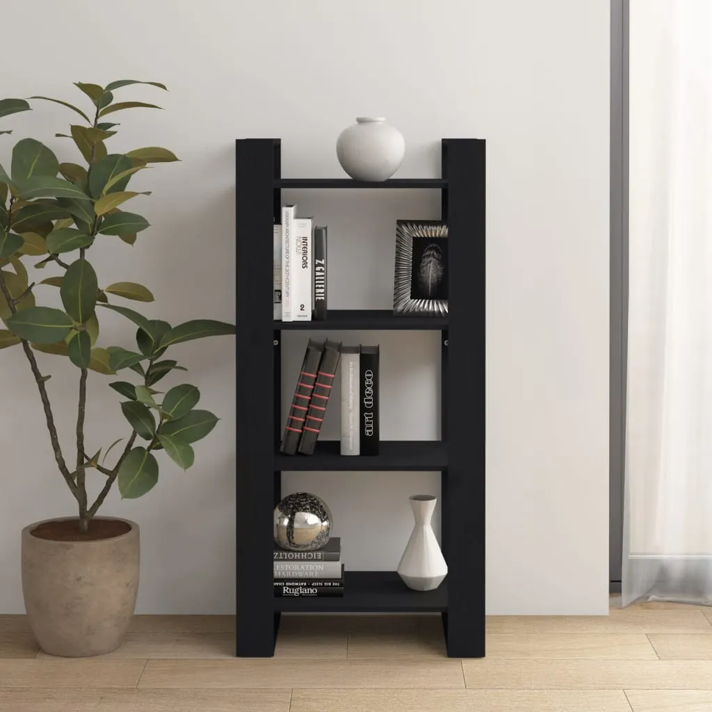 vidaXL Libreria/Divisorio Nero 80x35x125 cm Legno Massello