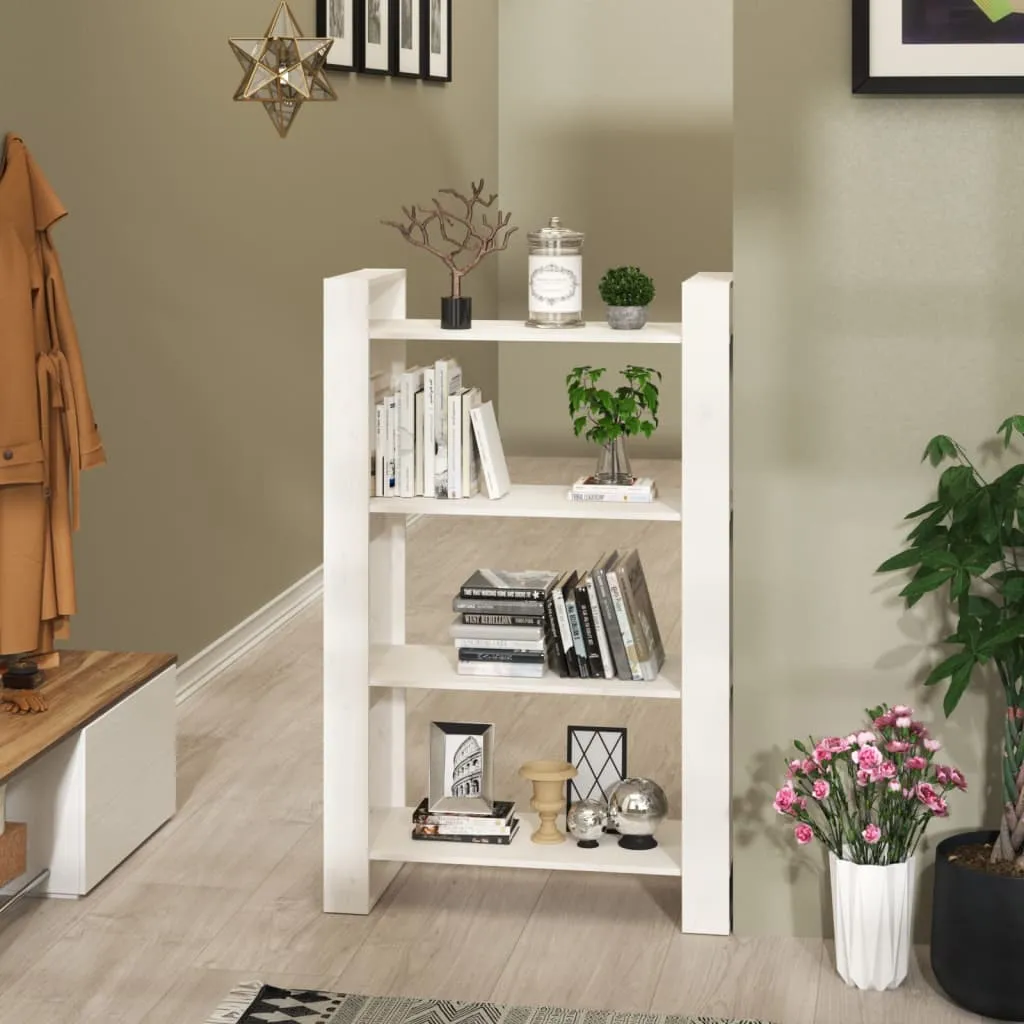 vidaXL Libreria/Divisorio Bianco 80x35x125 cm Legno Massello di Pino