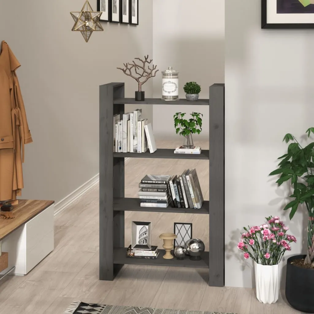 vidaXL Libreria/Divisorio Grigio 80x35x125 cm Legno Massello di Pino