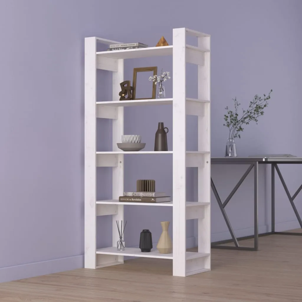 vidaXL Libreria/Divisorio Bianco 80x35x160 cm Legno Massello