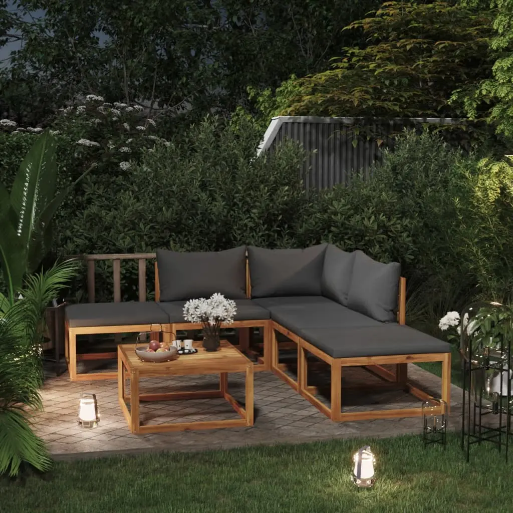 Set Salotto da Giardino 6 pz con Cuscini Letto Massello Acacia