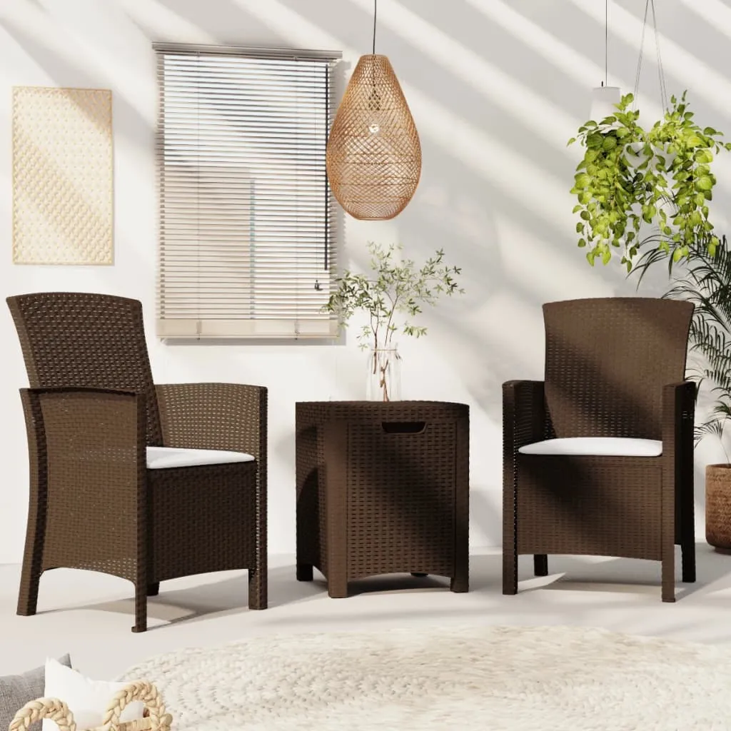 vidaXL Set Divani da Giardino 3 pz con Cuscini in Rattan PP Marrone