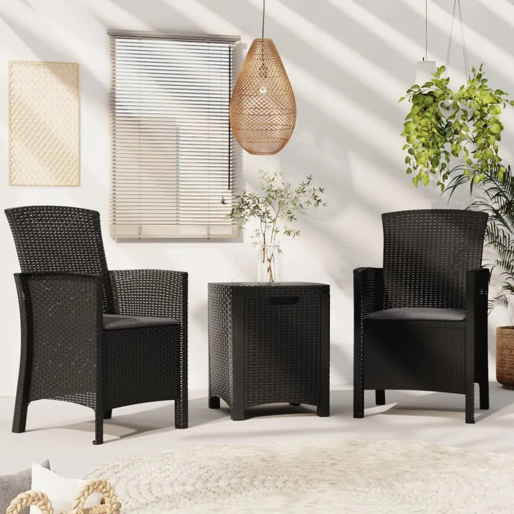 vidaXL Set Divani da Giardino 3 pz con Cuscini in Rattan PP Grafite