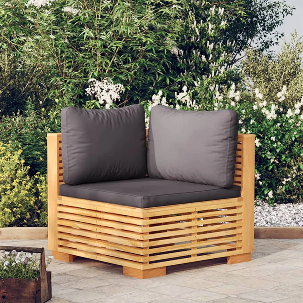 vidaXL Divano Angolare Giardino Cuscini Grigio Scuro Massello di Teak