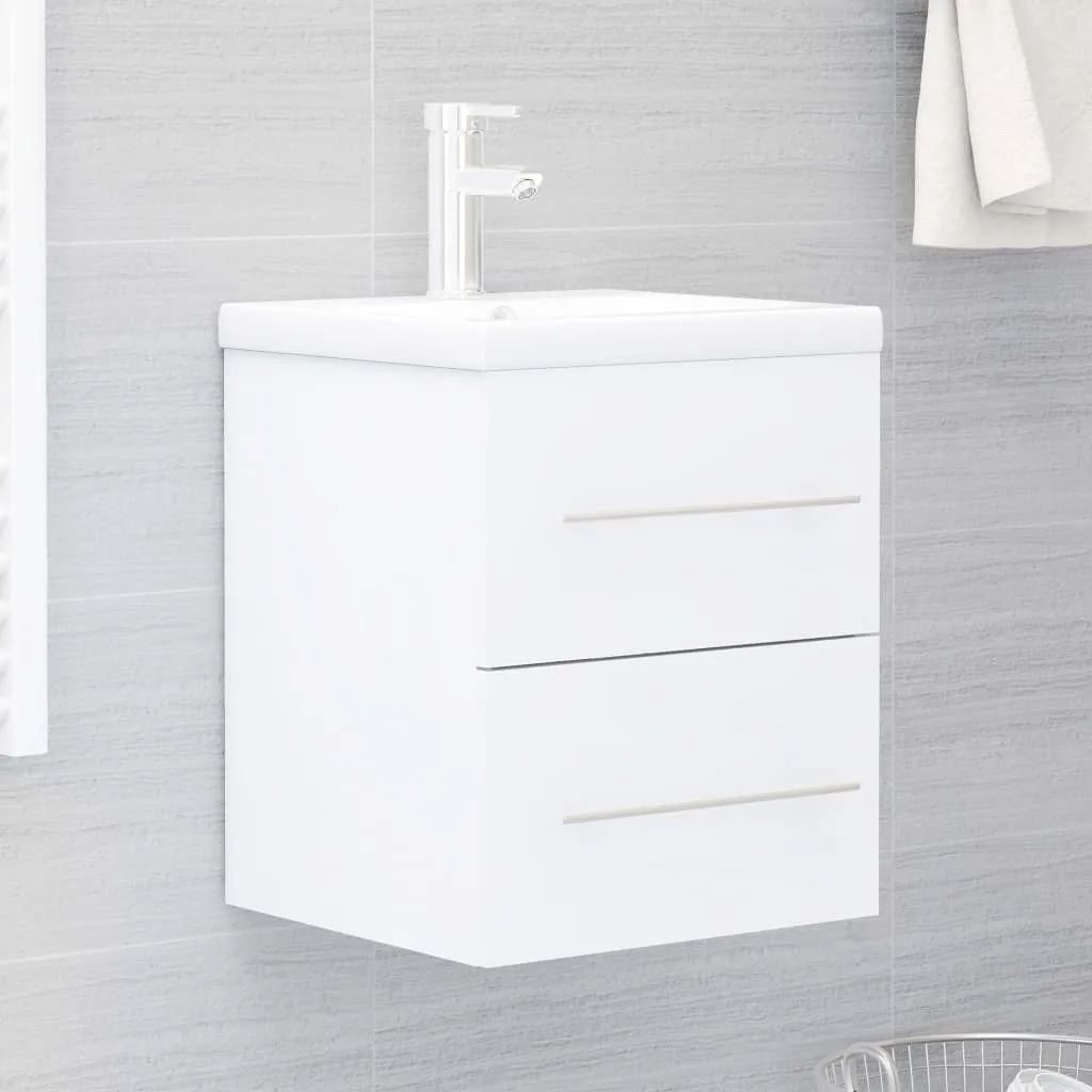 vidaXL Mobile Bagno con Lavabo Integrato Bianco in Legno Multistrato