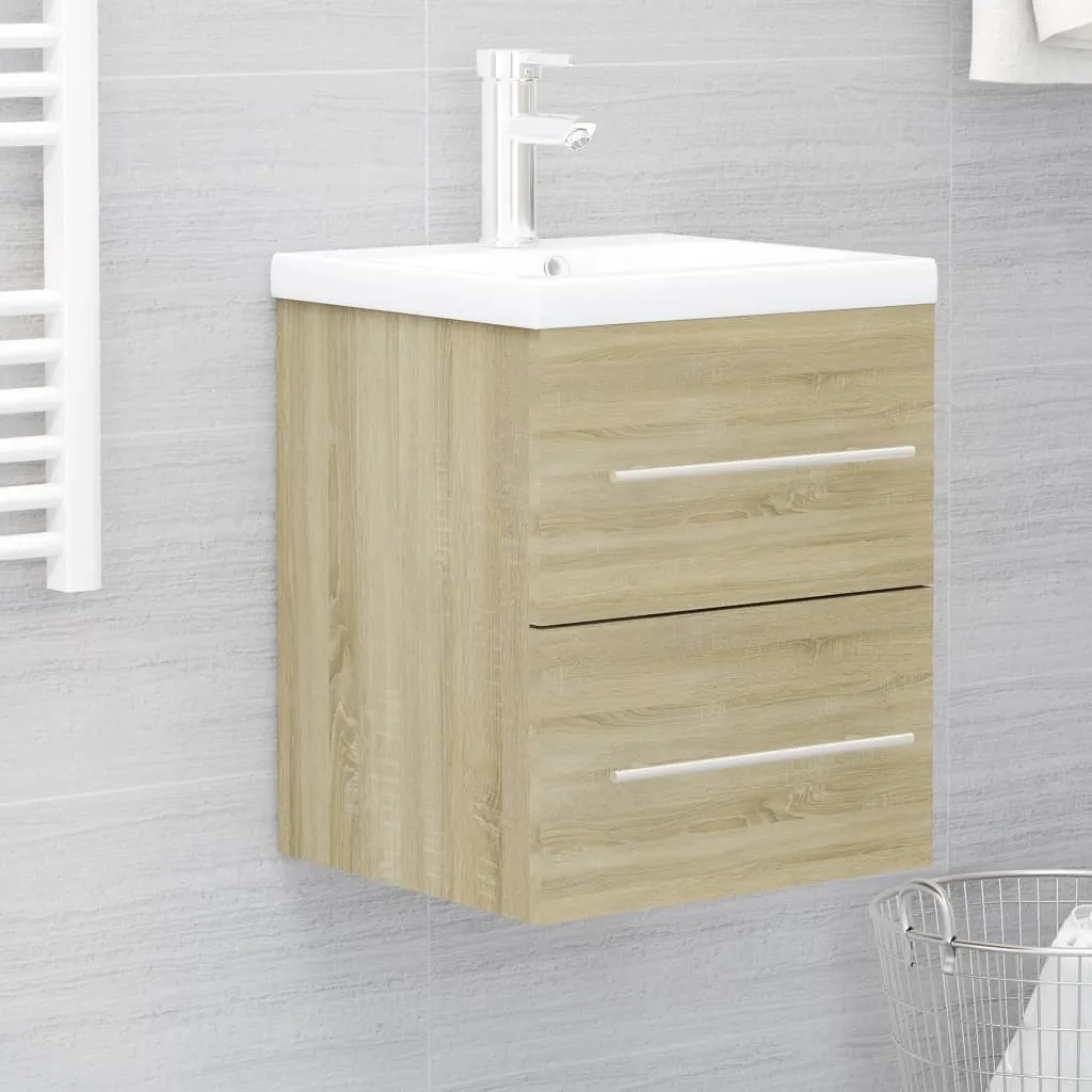 vidaXL Mobile Bagno con Lavabo Integrato Rovere Sonoma in Truciolato