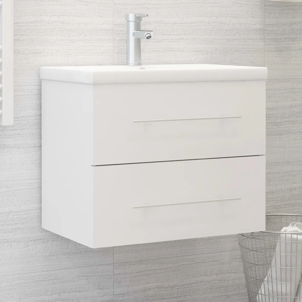 vidaXL Mobile Bagno con Lavabo Integrato Bianco in Truciolato