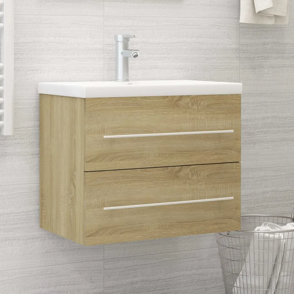 vidaXL Mobile Bagno con Lavabo Integrato Rovere Sonoma in Truciolato