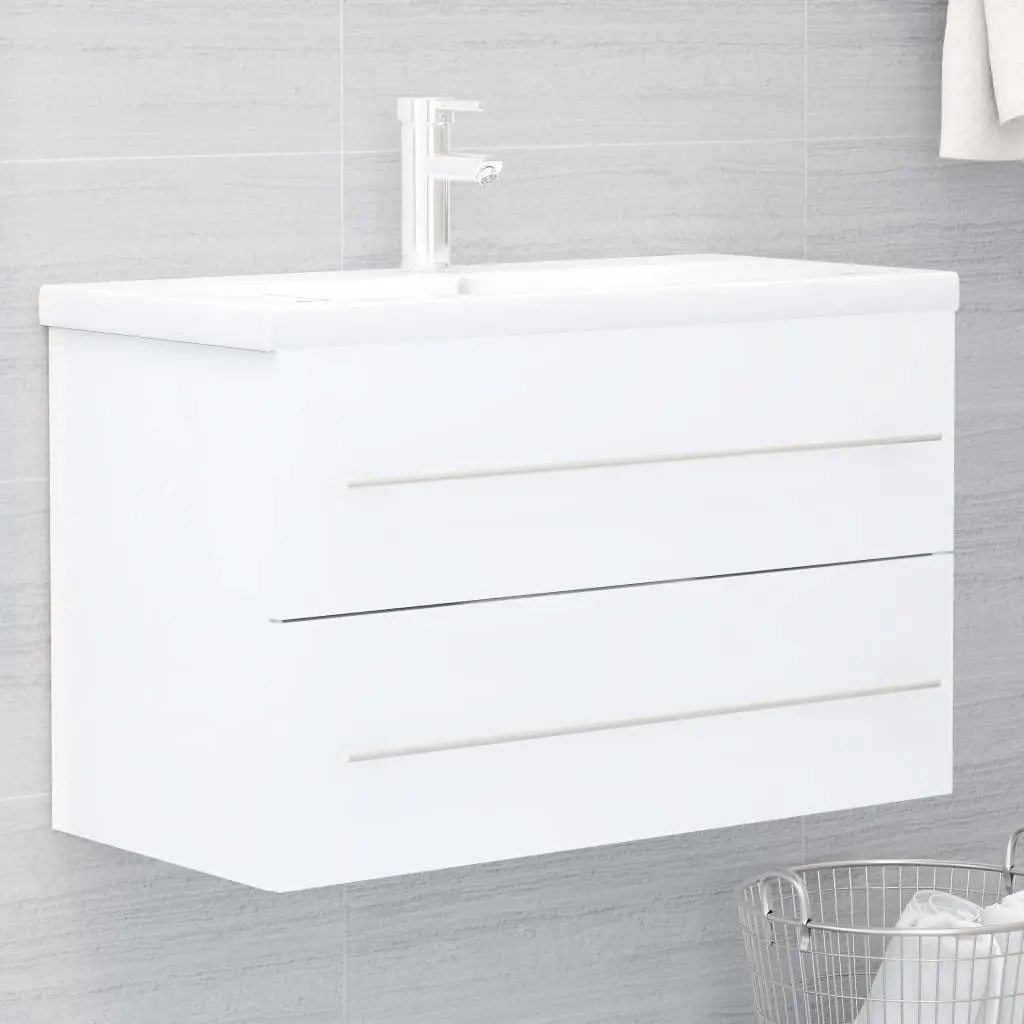 Mobile con Lavabo Integrato Bianco in Legno Multistrato