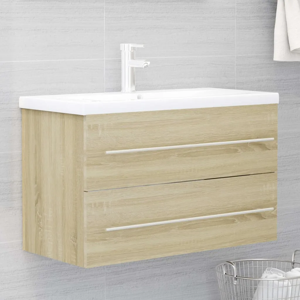 vidaXL Mobile Bagno con Lavabo Integrato Rovere Sonoma in Truciolato