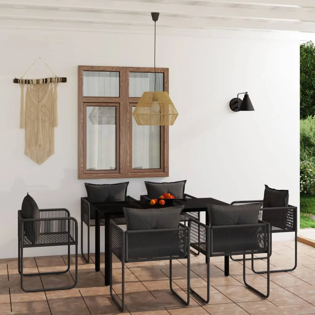 vidaXL Set da Pranzo da Giardino 7 pz Nero