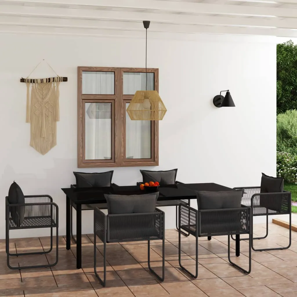 vidaXL Set da Pranzo per Giardino 7 pz con Cuscini Nero