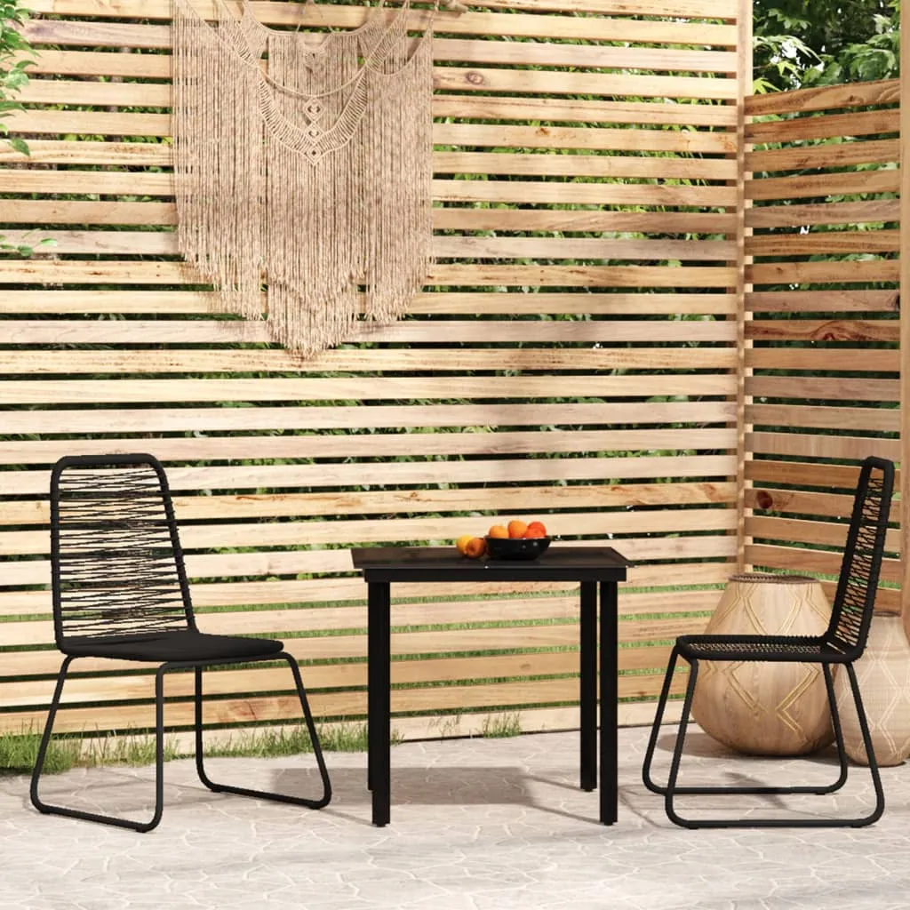 vidaXL Set Mobili da Pranzo per Giardino 3 pz Nero