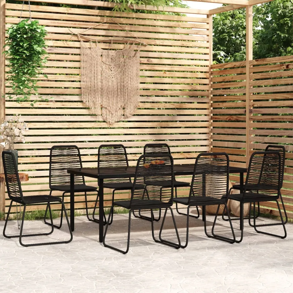 vidaXL Set da Pranzo per Giardino 9 pz con Cuscini Nero