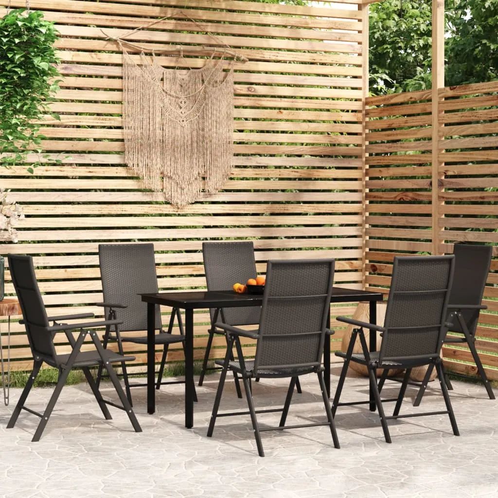 vidaXL Set da Pranzo da Giardino 7 pz Nero