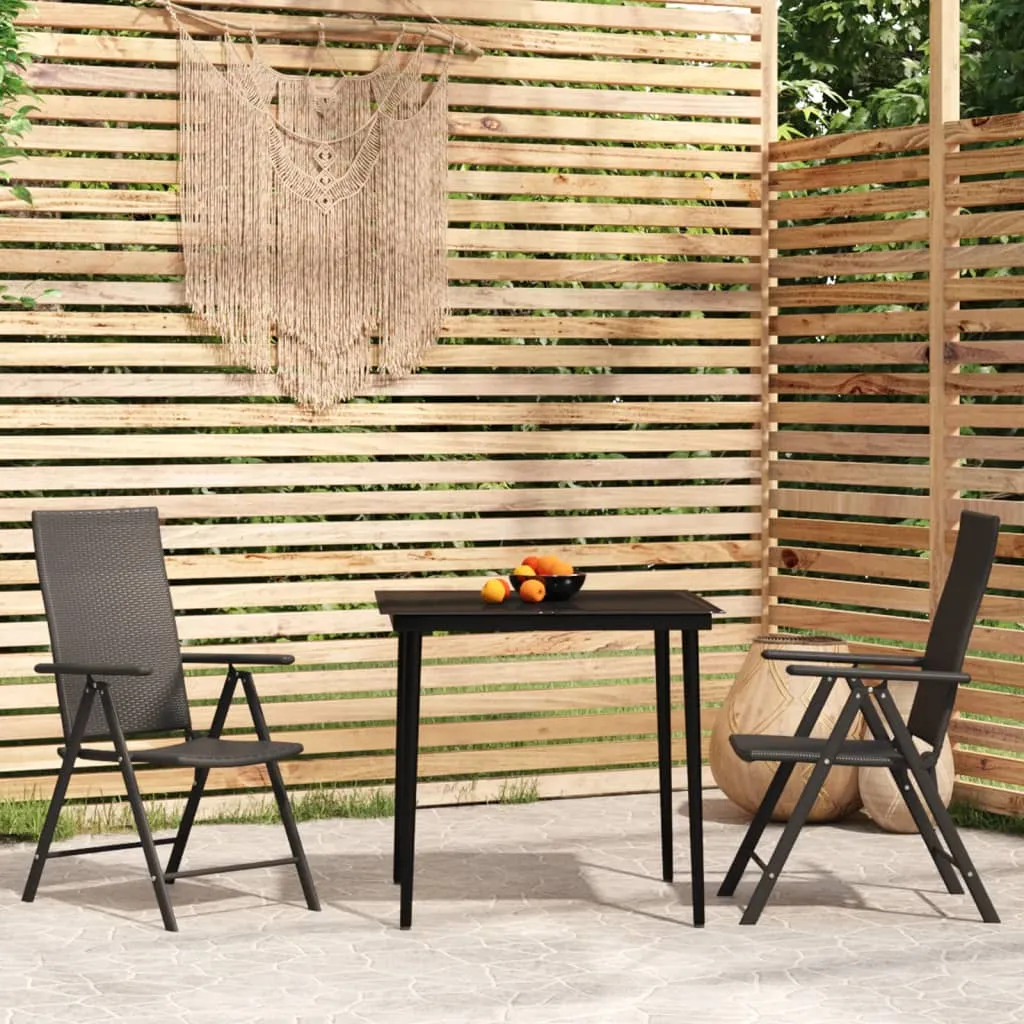 vidaXL Set Mobili da Pranzo per Giardino 3 pz Nero