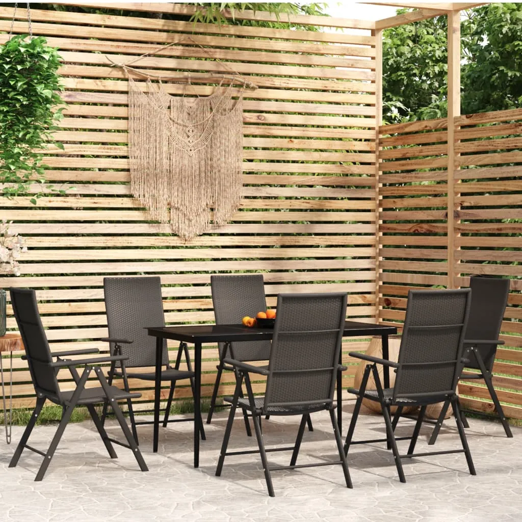 vidaXL Set da Pranzo da Giardino 7 pz Nero