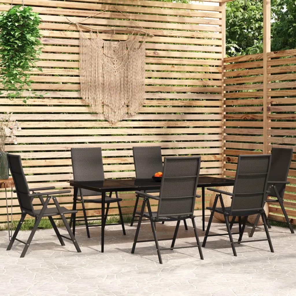 vidaXL Set Mobili da Pranzo per Giardino 7 pz Nero