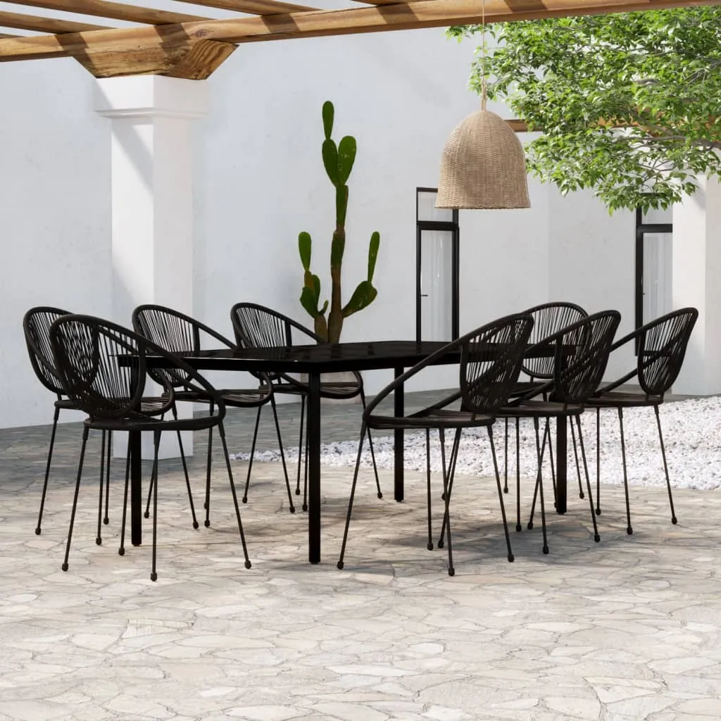 vidaXL Set da Pranzo per Giardino 9 pz con Cuscini Nero