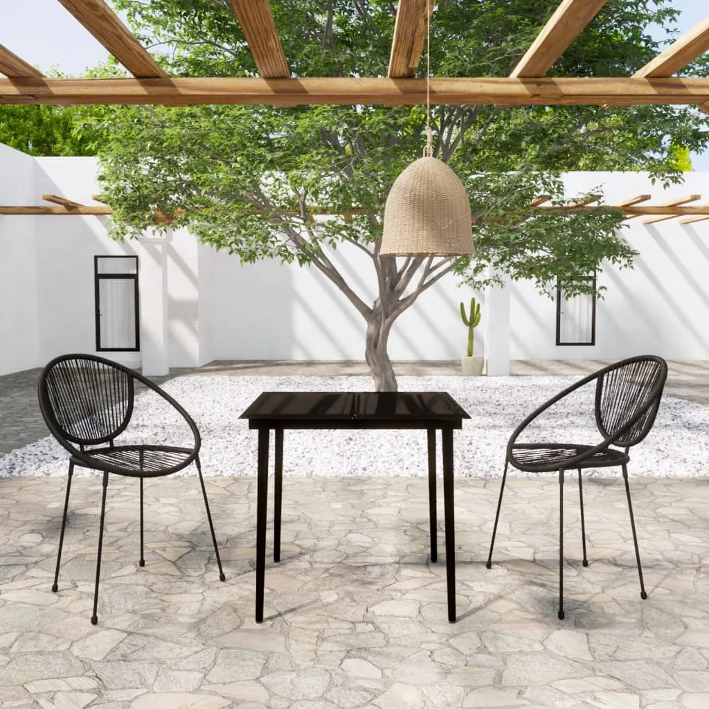 vidaXL Set Mobili da Pranzo per Giardino 3 pz Nero