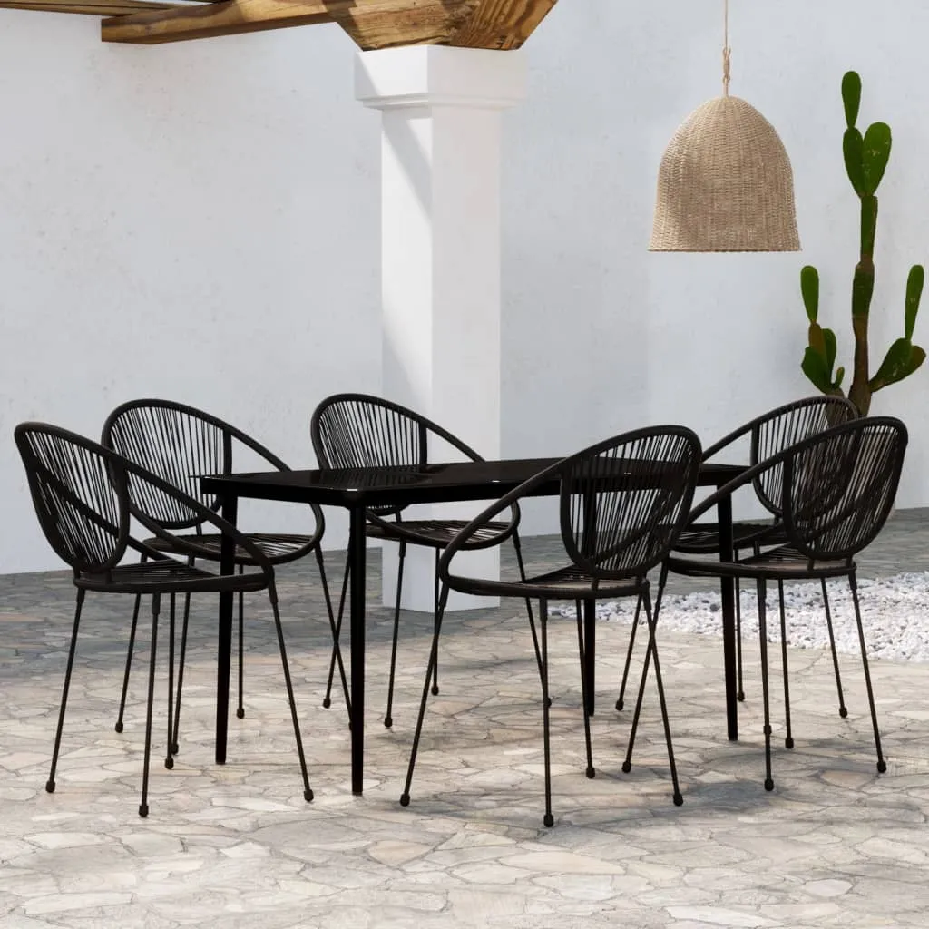 vidaXL Set da Pranzo da Giardino 7 pz Nero