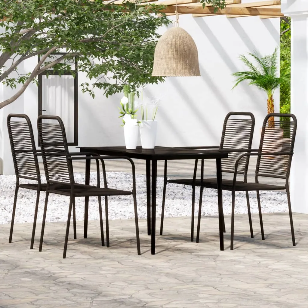 vidaXL Set Mobili da Pranzo per Giardino 5 pz Nero