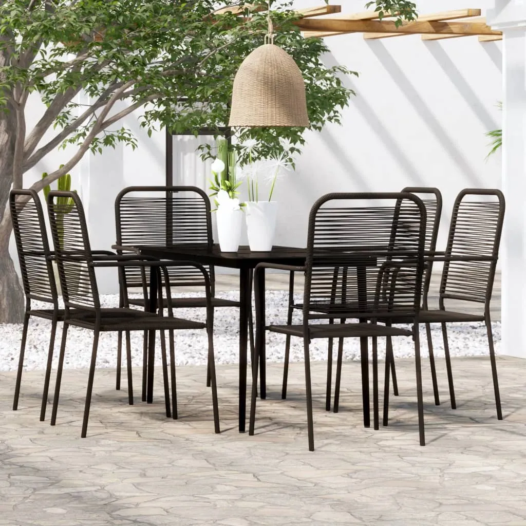 vidaXL Set Mobili da Pranzo per Giardino 7 pz Nero