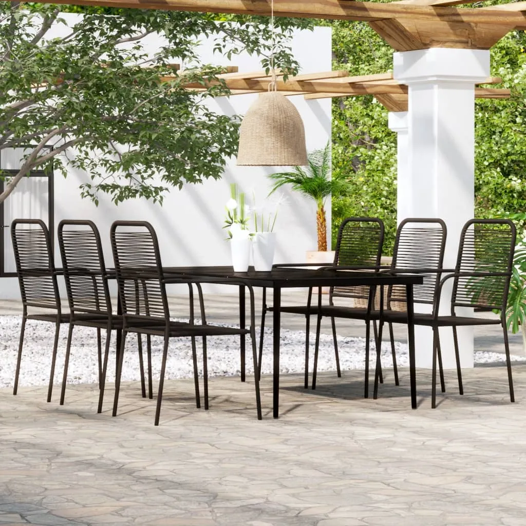 vidaXL Set Mobili da Pranzo per Giardino 7 pz Nero