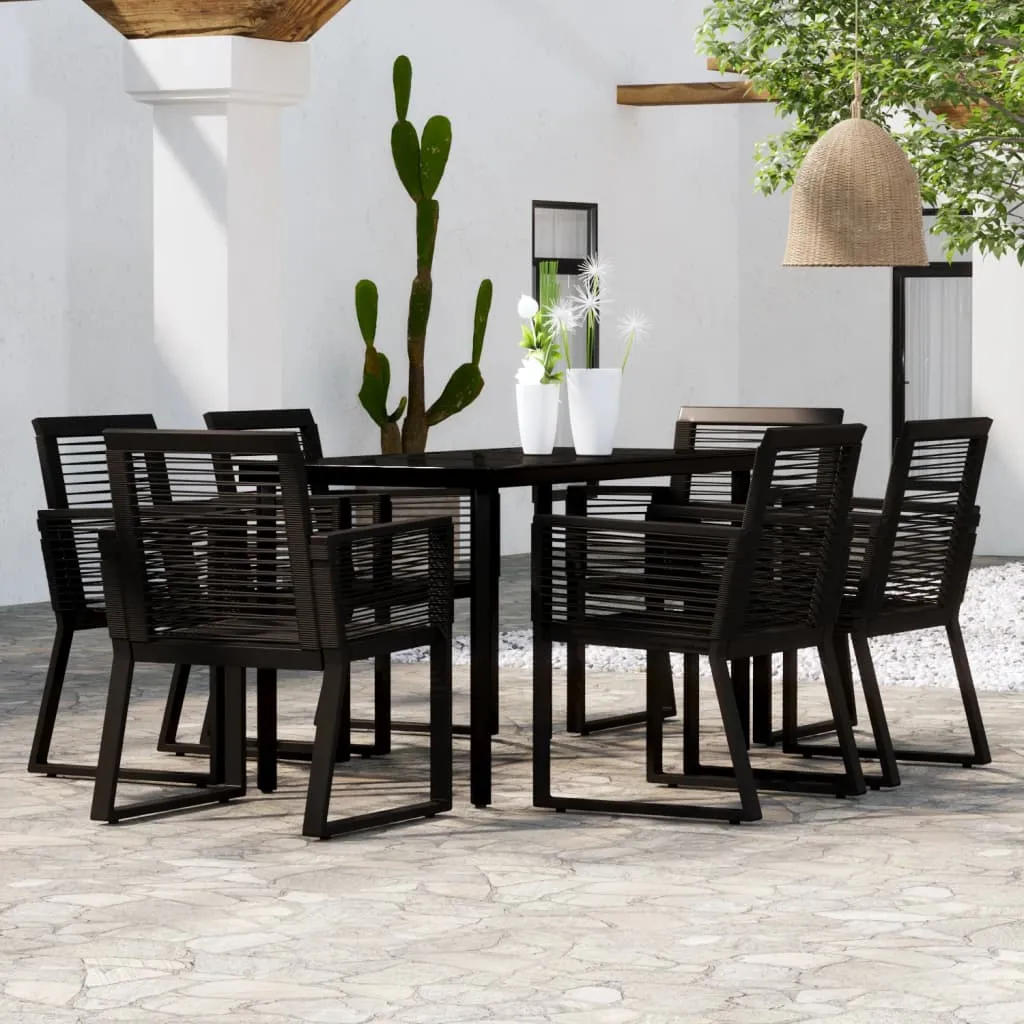 vidaXL Set Mobili da Pranzo per Giardino 7 pz Nero